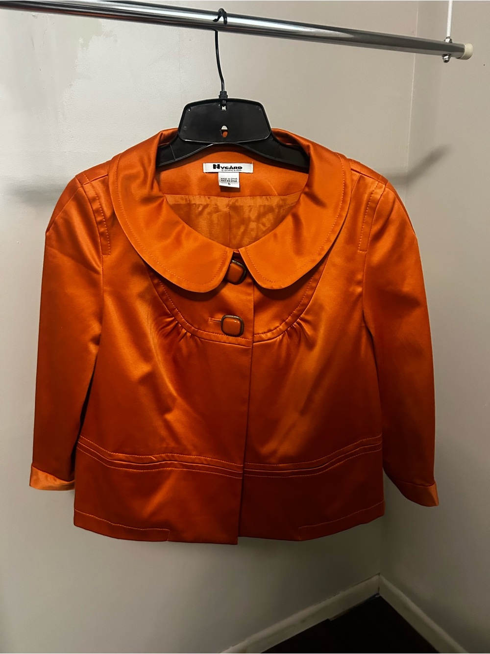 Peter Nygard Vibrant Orange Satin Collar Jacket
